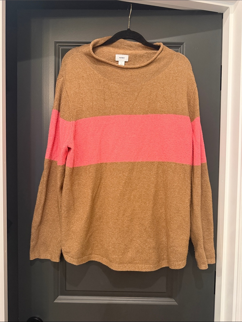 Old Navy Pink Stripe Camel Cozy Sweater